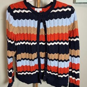Charter Club Blue and Orange Cardigan Sweater